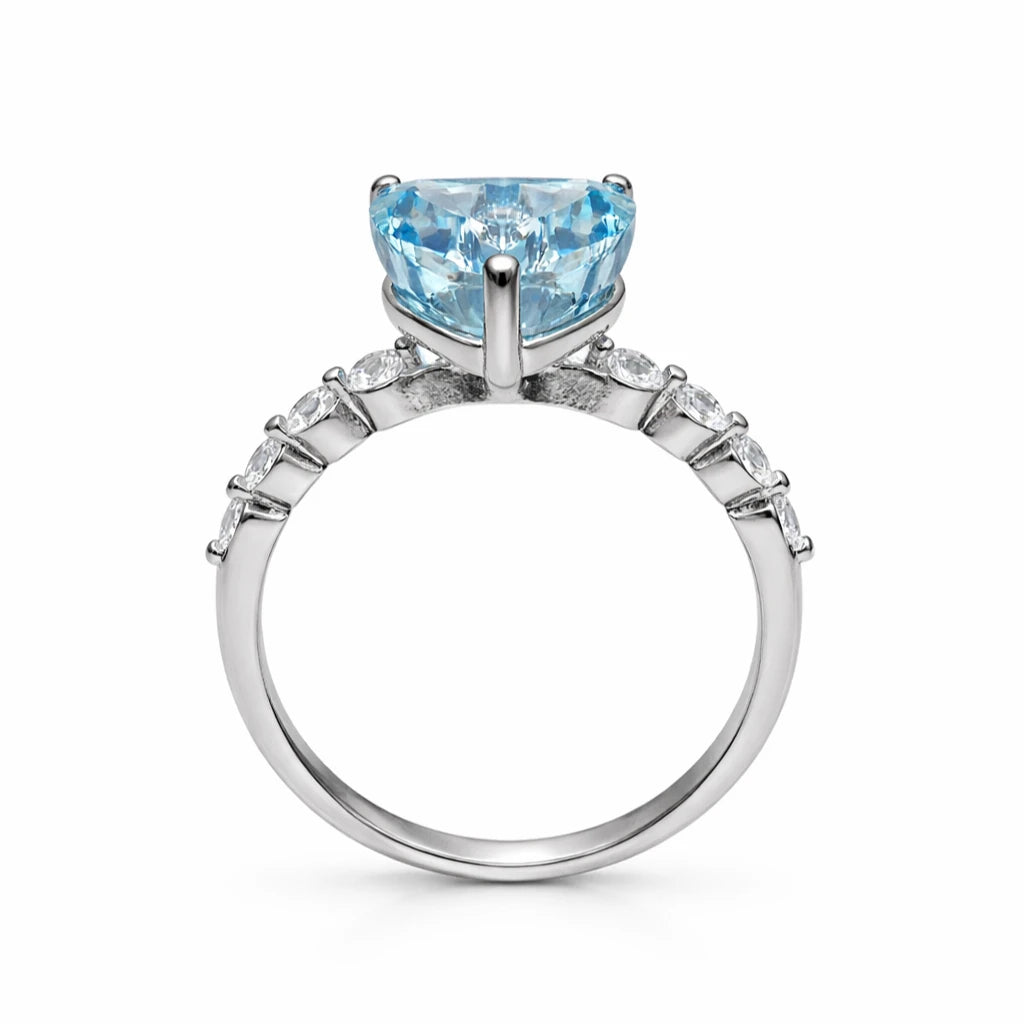 925 Sterling Silver Yellow Heart CZ Ring