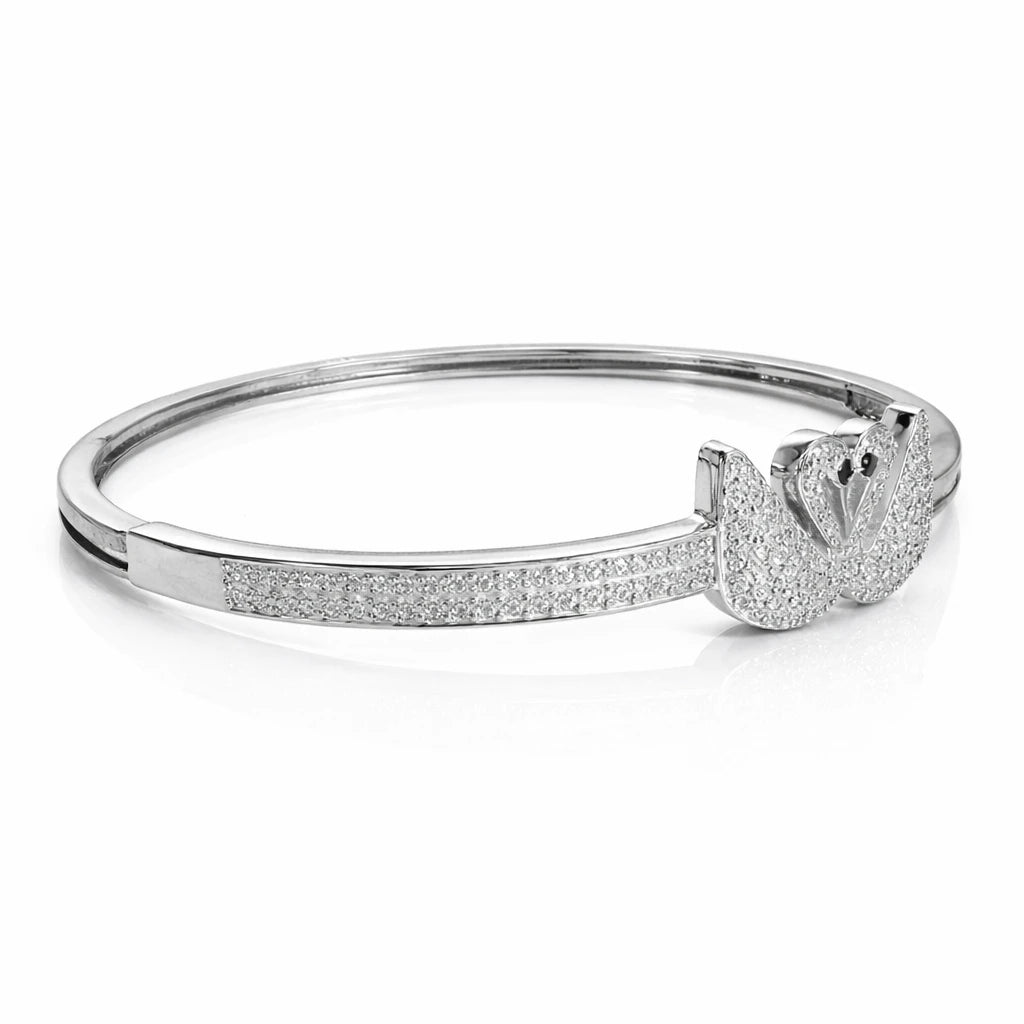 925 Sterling Silver Swan Elegance CZ Bangle