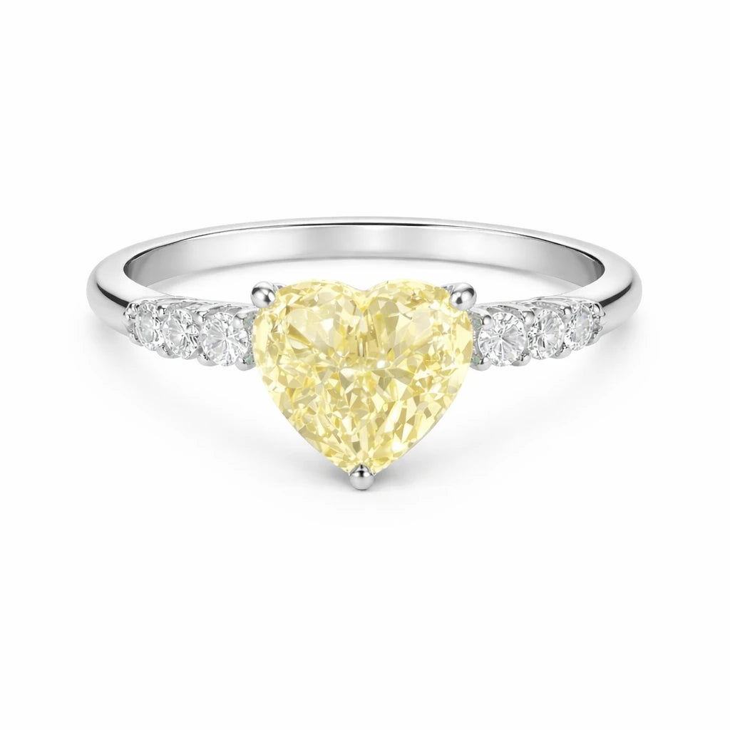 925 Sterling Silver Yellow Heart CZ Ring