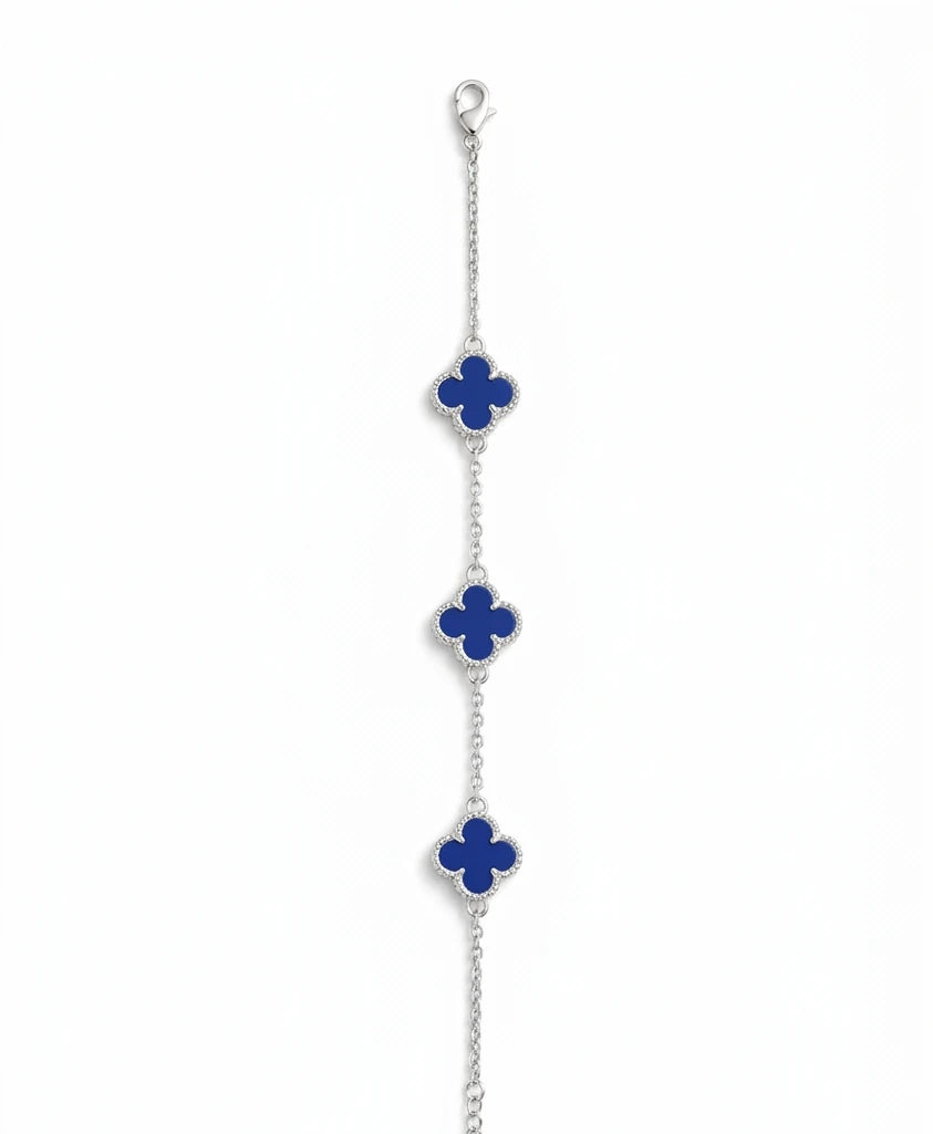 925 Sterling Silver Sapphire Clover Bracelet