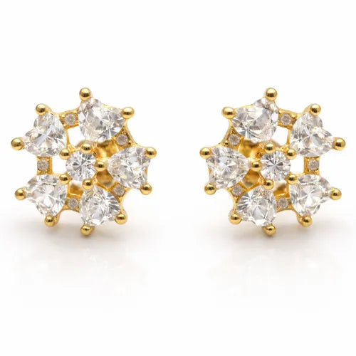 Heart Shape Floral Stud Earrings