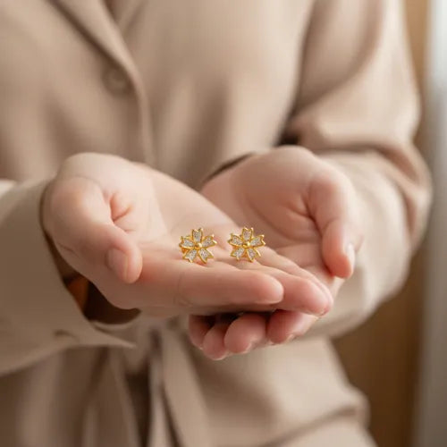 Golden Bloom CZ Studs