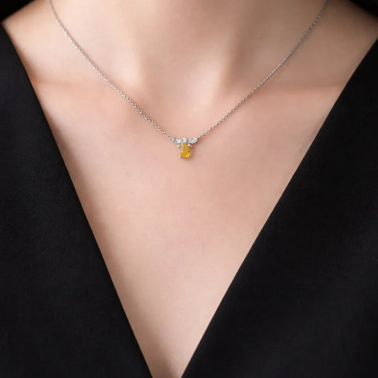 yellow gemstone butterfly pendant in 925 silver minimal jewellery