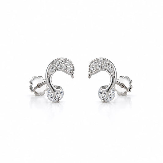 925 Sterling Silver Crystal Loop CZ Stud Earrings