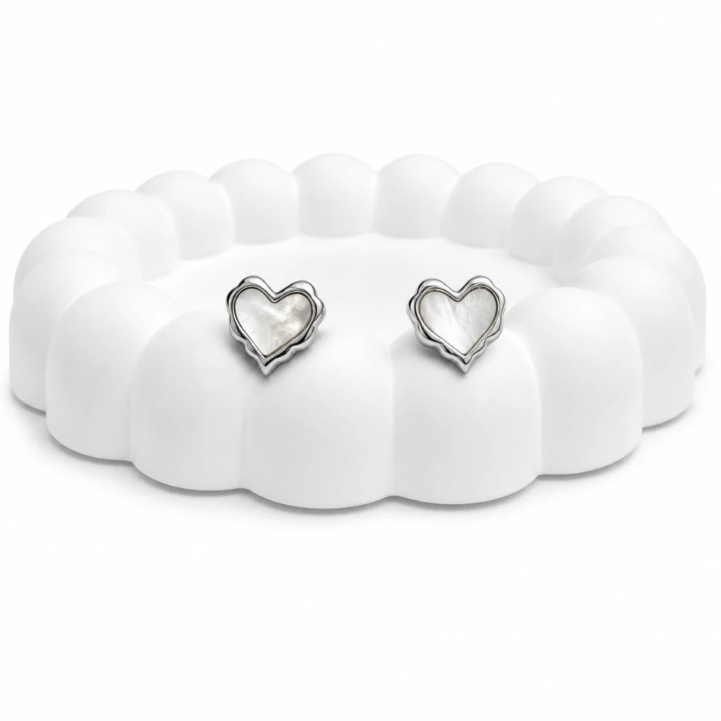 925 silver Pearl Glow Heart Studs