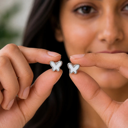 925 Sterling Silver Butterfly Stud Earrings