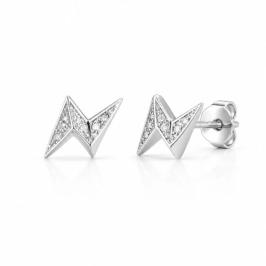 925 Sterling Silver Lightning CZ Stud Earrings