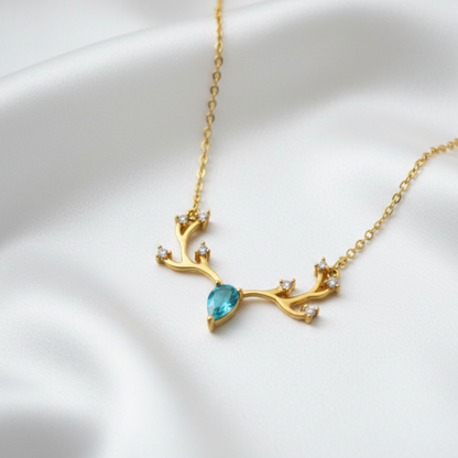 Antler  Ocean Blue CZ Drop Chain Pendant
