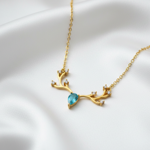 Antler  Ocean Blue CZ Drop Chain Pendant