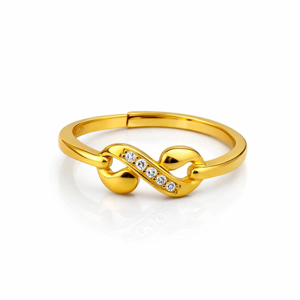 Gold vermeil 925 silver infinity ring with curved design and cz stones