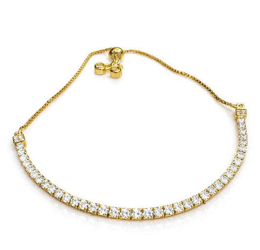 Gold-Vermeil 925 Sterling Silver Bracelet for women with Zircon stones