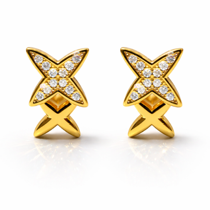 925 Silver Gold Vermeil X CZ Studs