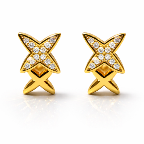 925 Silver Gold Vermeil X CZ Studs