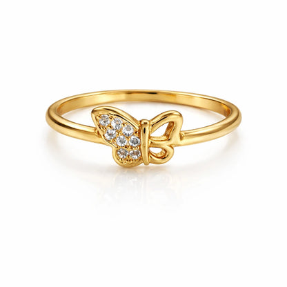 gold vermeil butterfly ring 925 silver with cubic zirconia stones for women