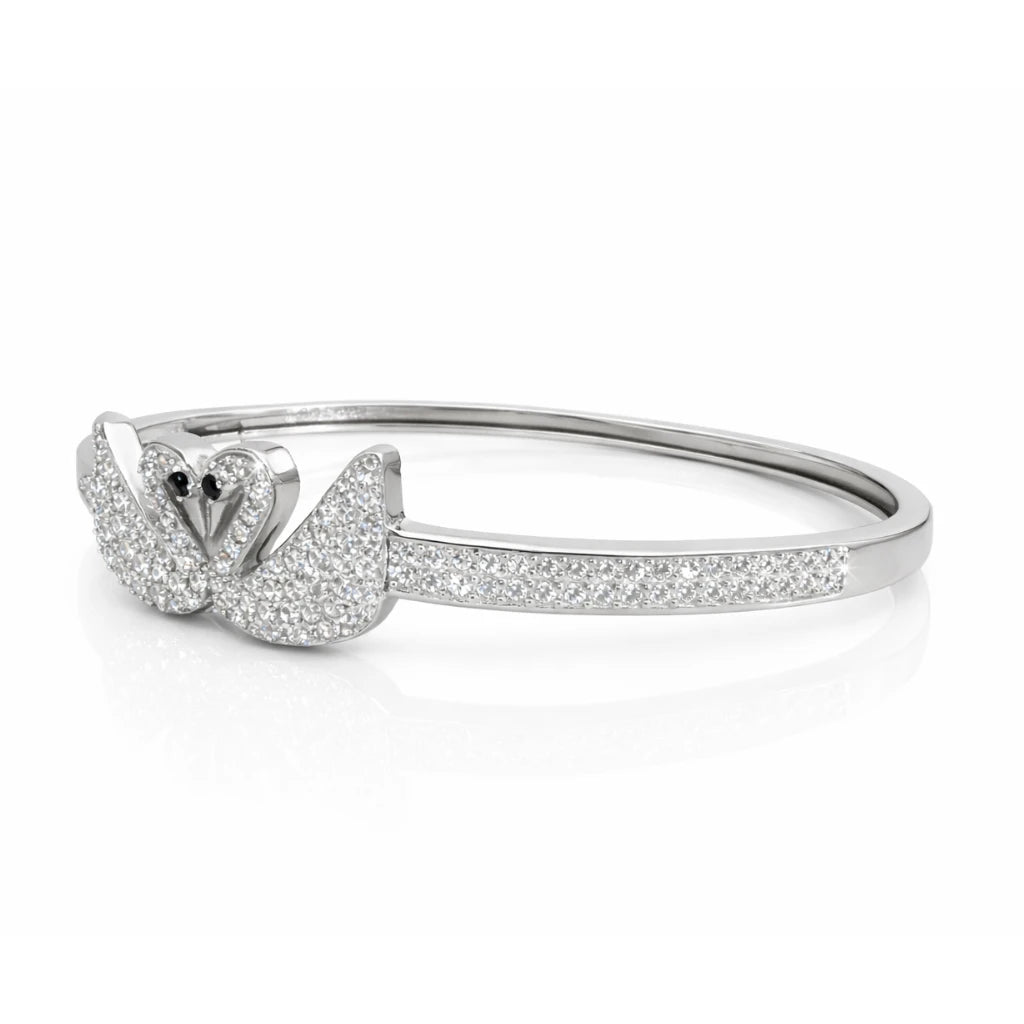 925 Sterling Silver Swan Elegance CZ Bangle