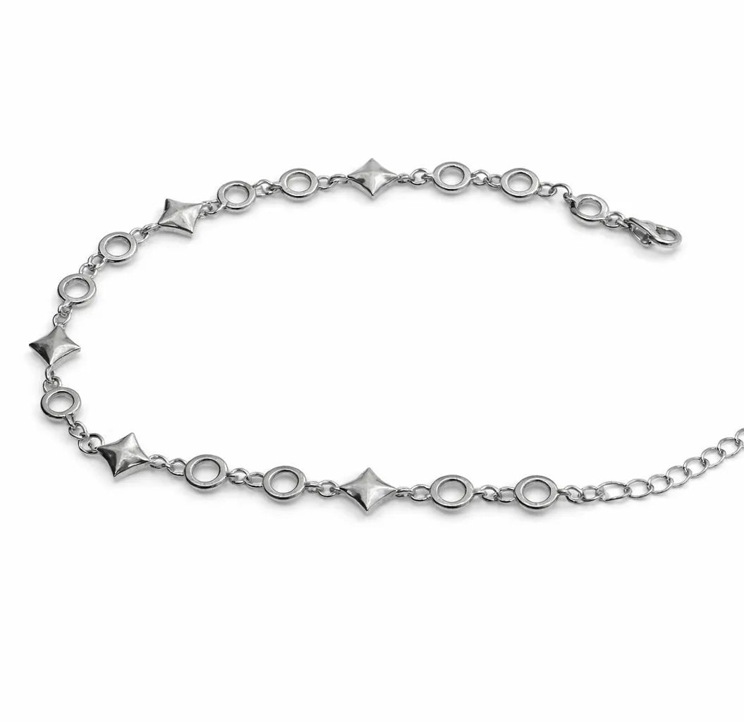 silver chain bracelet celestial orbit design anti tarnish