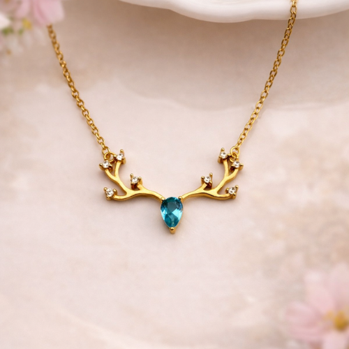 Antler  Ocean Blue CZ Drop Chain Pendant