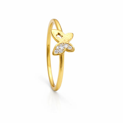925 Silver Gold Vermeil Butterfly CZ Ring