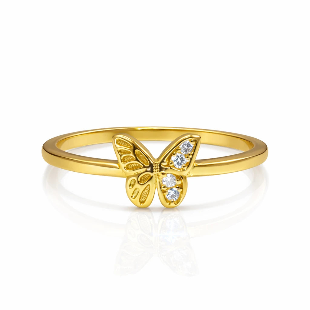 925 silver gold vermeil butterfly ring with crystal stones for women minimal dainty jewellery