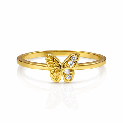 925 silver gold vermeil butterfly ring with crystal stones for women minimal dainty jewellery
