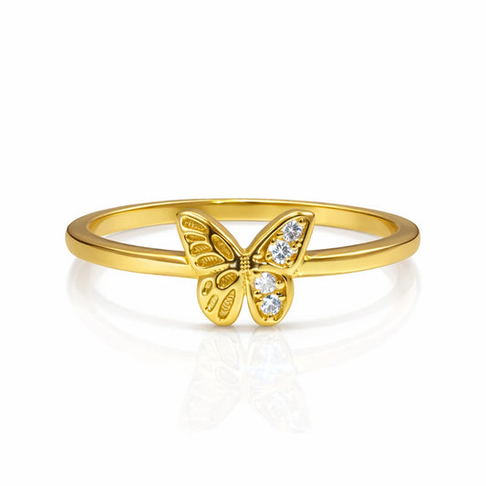 925 silver gold vermeil butterfly ring with crystal stones for women minimal dainty jewellery