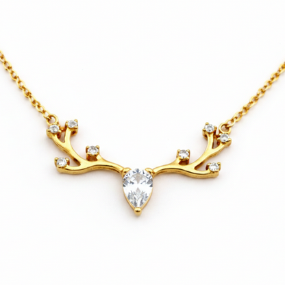 Antler CZ Drop Chain Pendant
