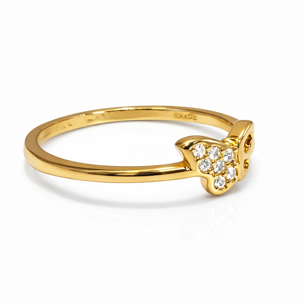 925 Silver Gold Vermeil Butterfly CZ Ring
