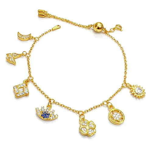 silver chain bracelet with cubic zirconia stones anti tarnish