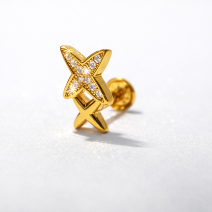 925 Silver Gold Vermeil X CZ Studs