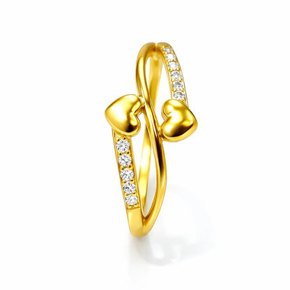 Gold ring with heart designs