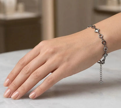 925 sterling silver orbit link chain bracelet for daily wear