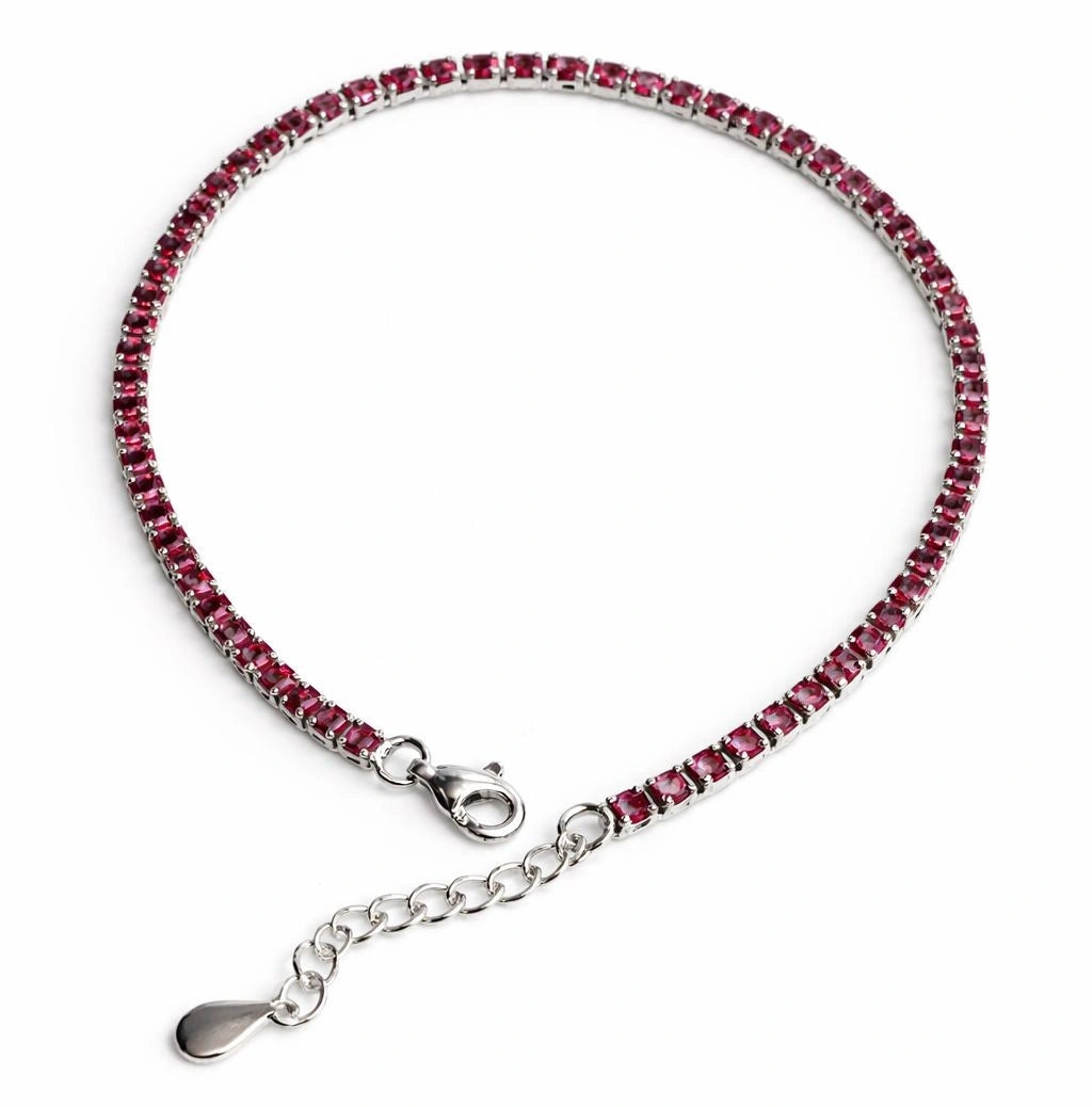 925 sterling silver tennis bracelet with ruby stones