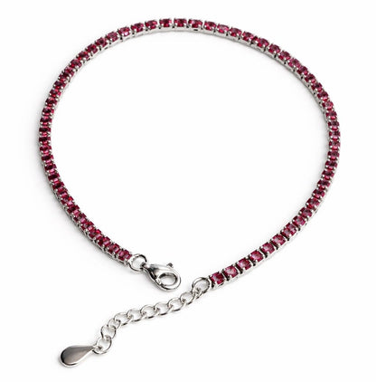 925 sterling silver tennis bracelet with ruby stones