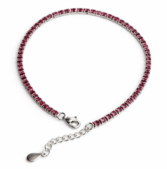 925 sterling silver tennis bracelet with ruby stones