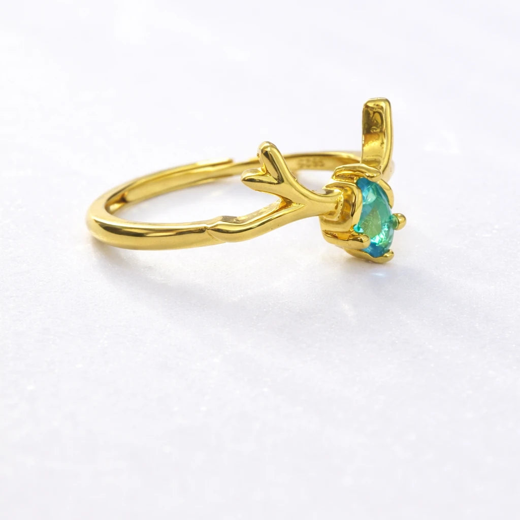 Gold Vermeil Emerald Antler Ring