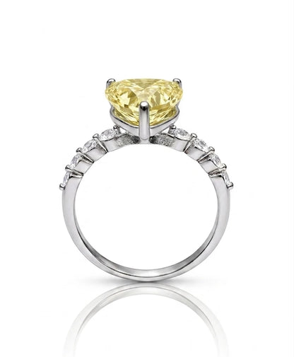 925 Sterling Silver Yellow Heart CZ Ring