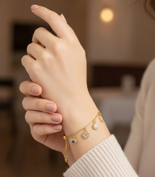 lucky charms cz 925 silver chain bracelet for women