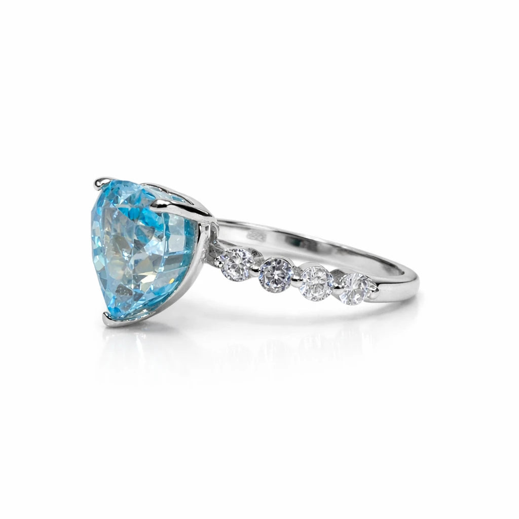 925 Sterling Silver Yellow Heart CZ Ring