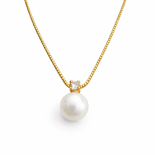 925 silver gold-vermeil pendant necklace having white pearl