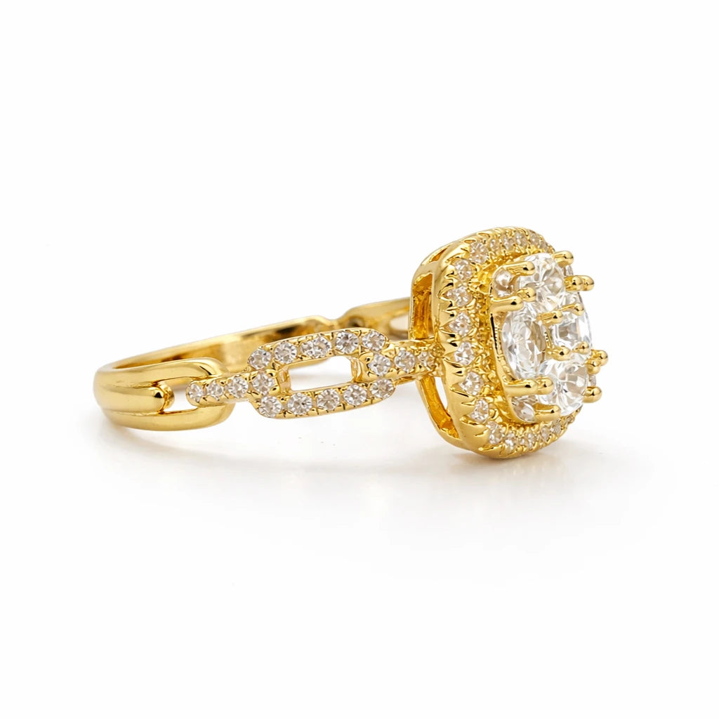 925 silver gold vermeil halo ring with oval crystal stone and pave band for women statement jewellery