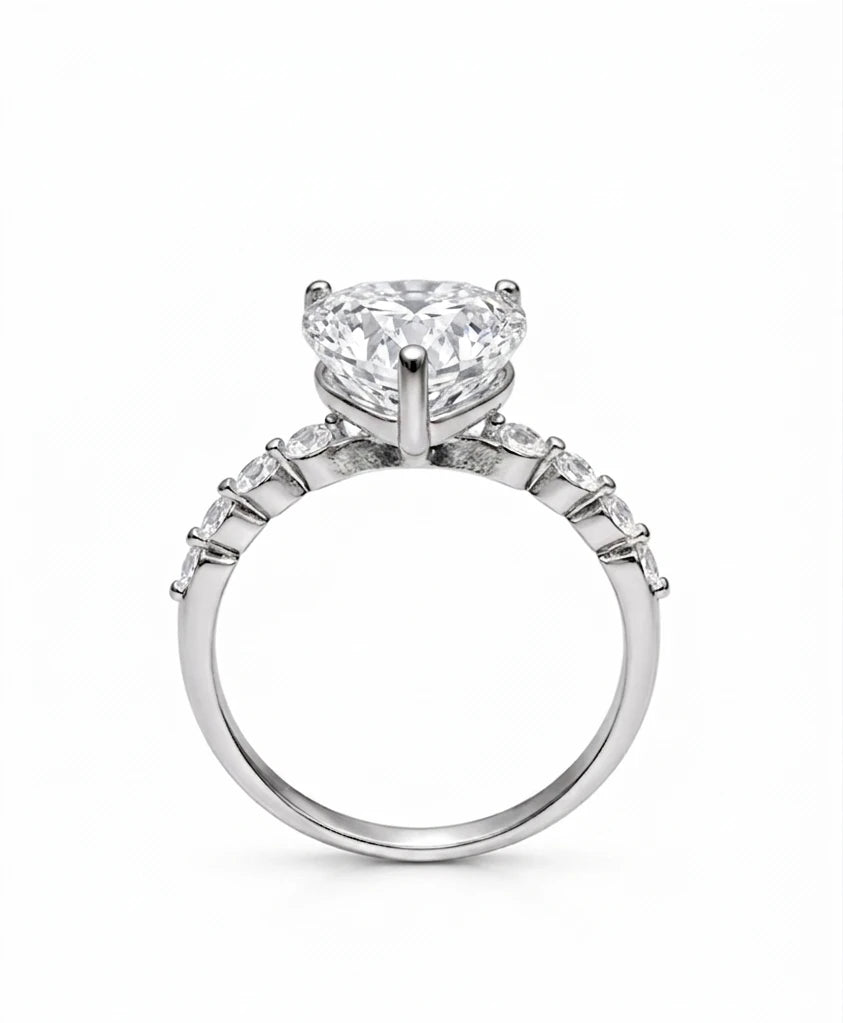 925 Sterling Silver Heart CZ Ring