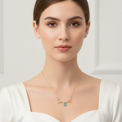 Antler  Ocean Blue CZ Drop Chain Pendant