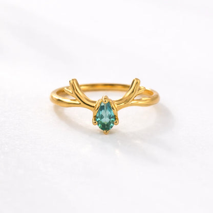 Gold Vermeil Emerald Antler Ring