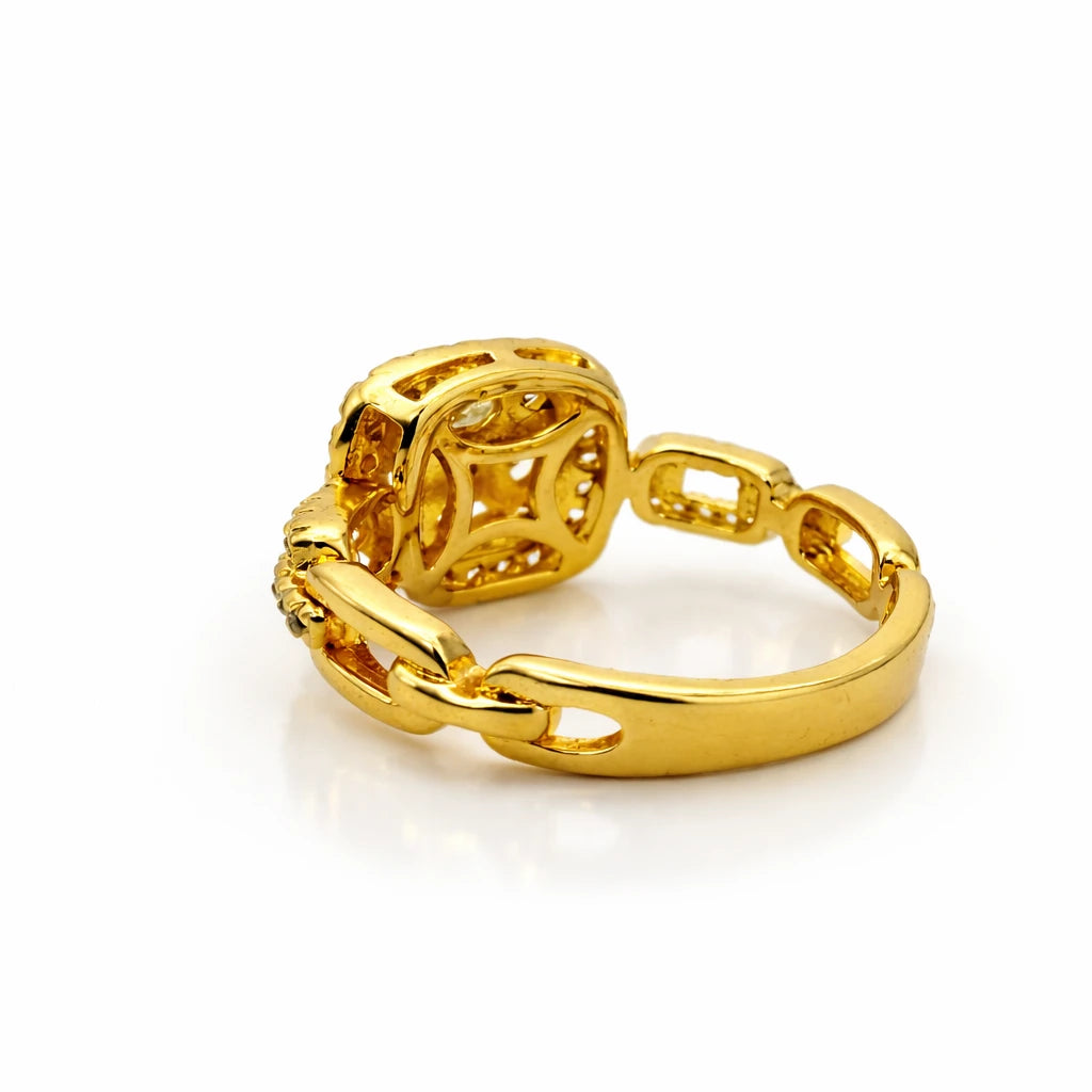 925 Silver Gold Vermeil Square Halo CZ Ring