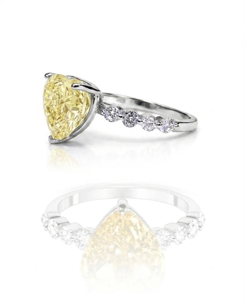 925 Sterling Silver Yellow Heart CZ Ring