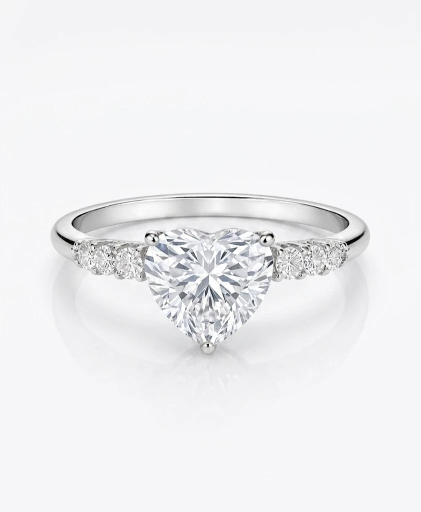 925 Sterling Silver Heart CZ Ring