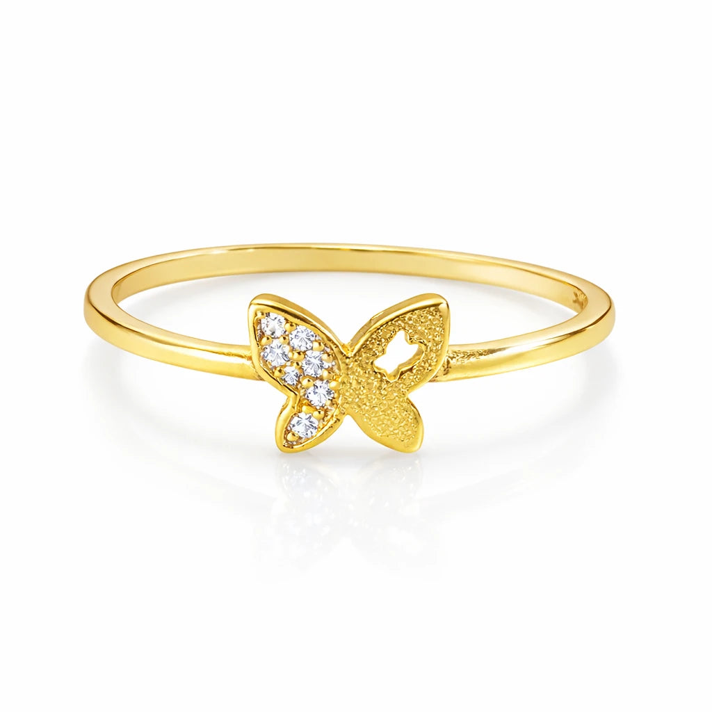 elegant butterfly design ring for women gold vermeil 925 silver