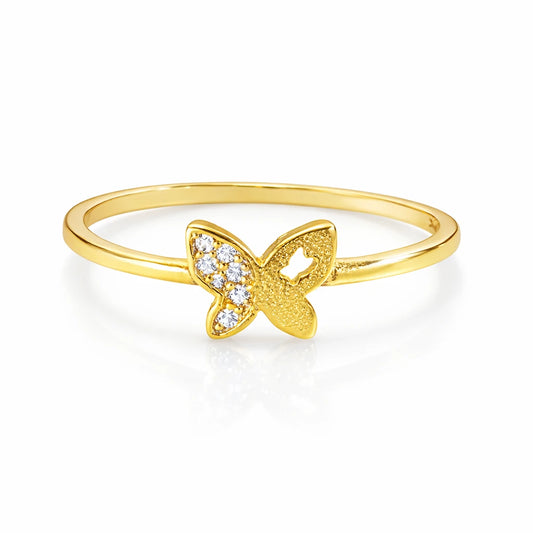 elegant butterfly design ring for women gold vermeil 925 silver