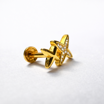925 Silver Gold Vermeil X CZ Studs