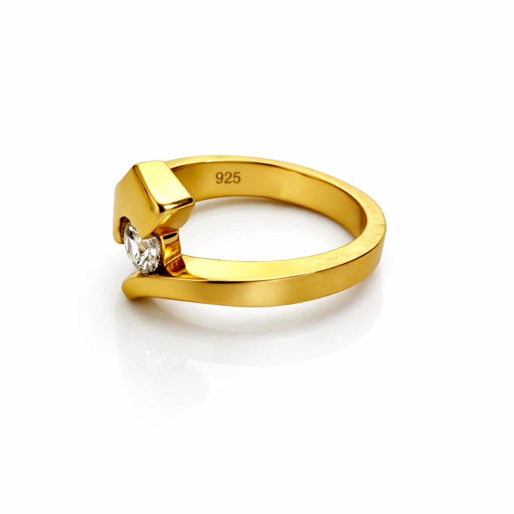Golden Embrace CZ Ring